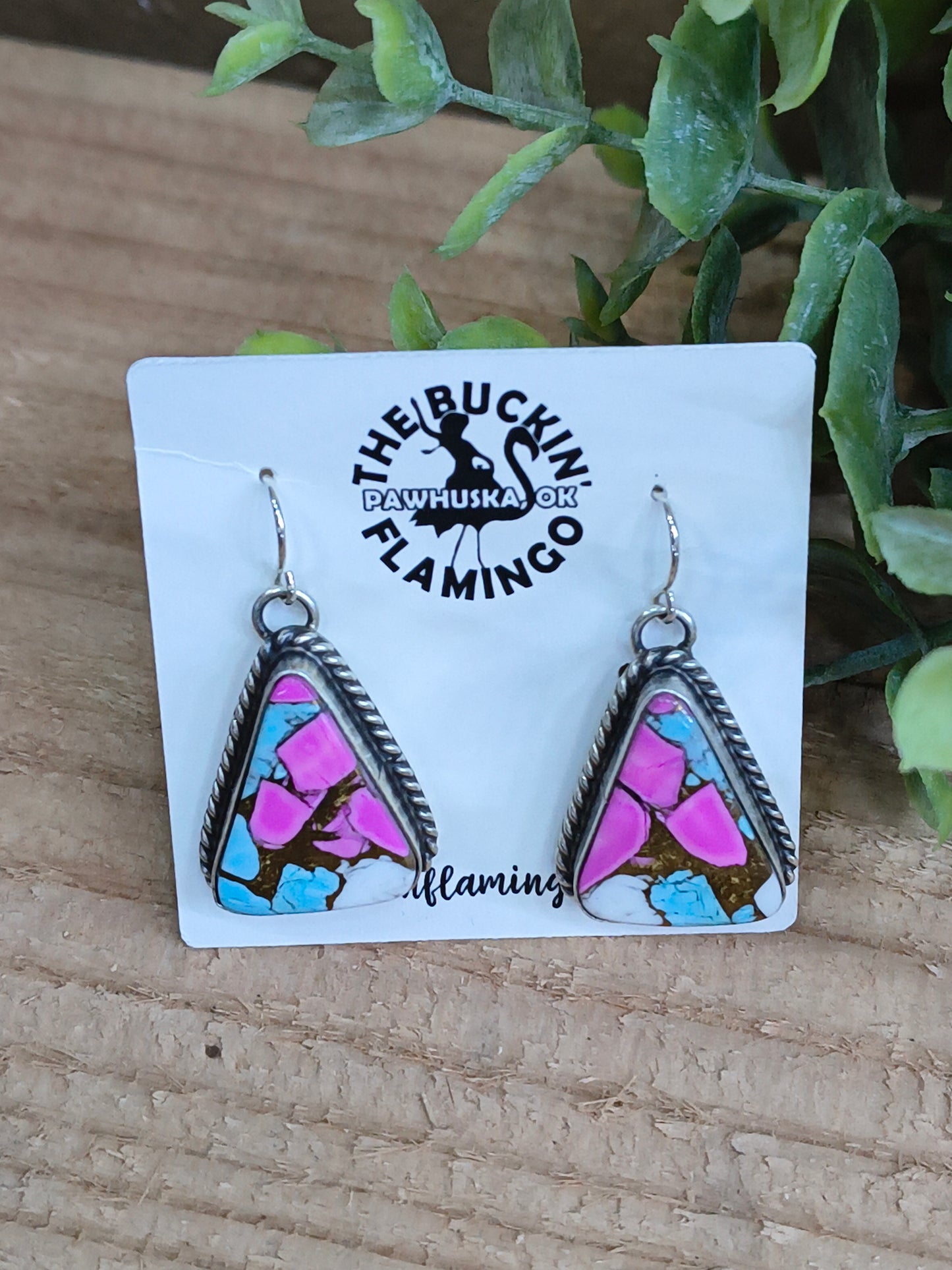 Cotton Candy Dangle Earrings by Chassity Belone, Navajo