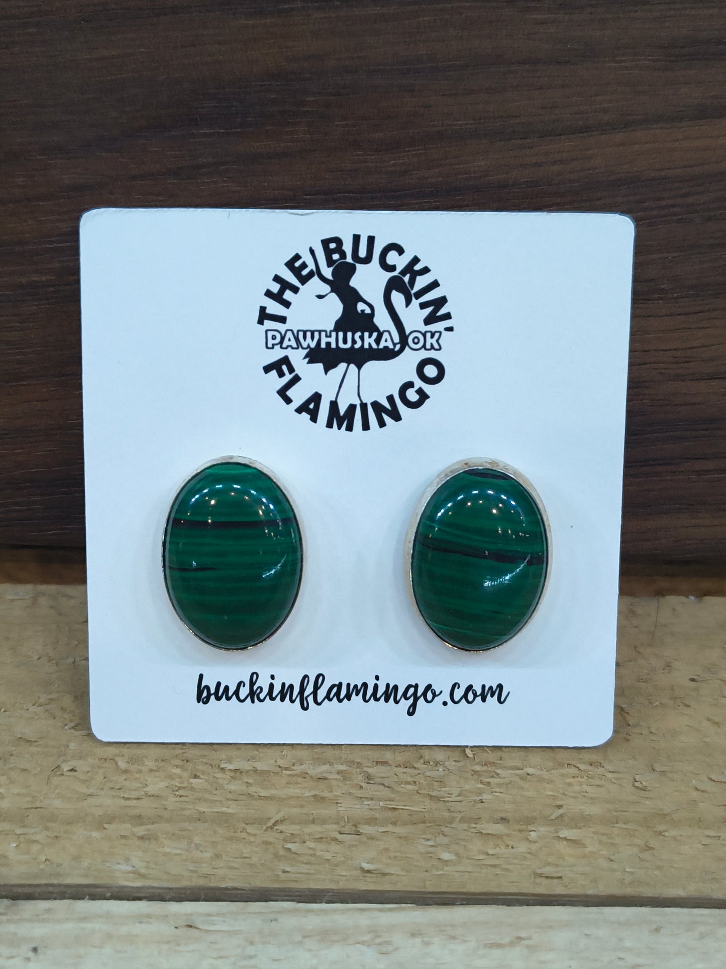 Malachite 15 mm Oval Post Earrings
