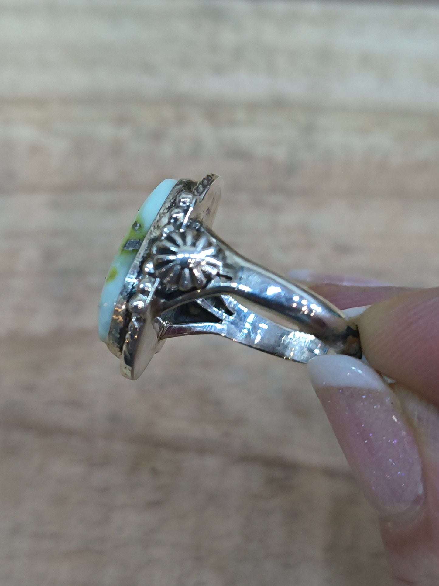 5.5 Palomino Turquoise Ring by Andrew Vandever, Navajo