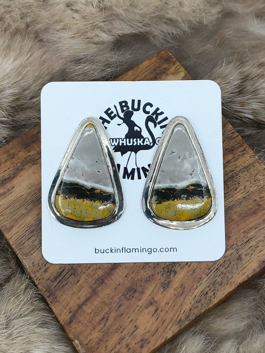 Bumble Bee Jasper Post Earrings by Marie Jackson, Navajo