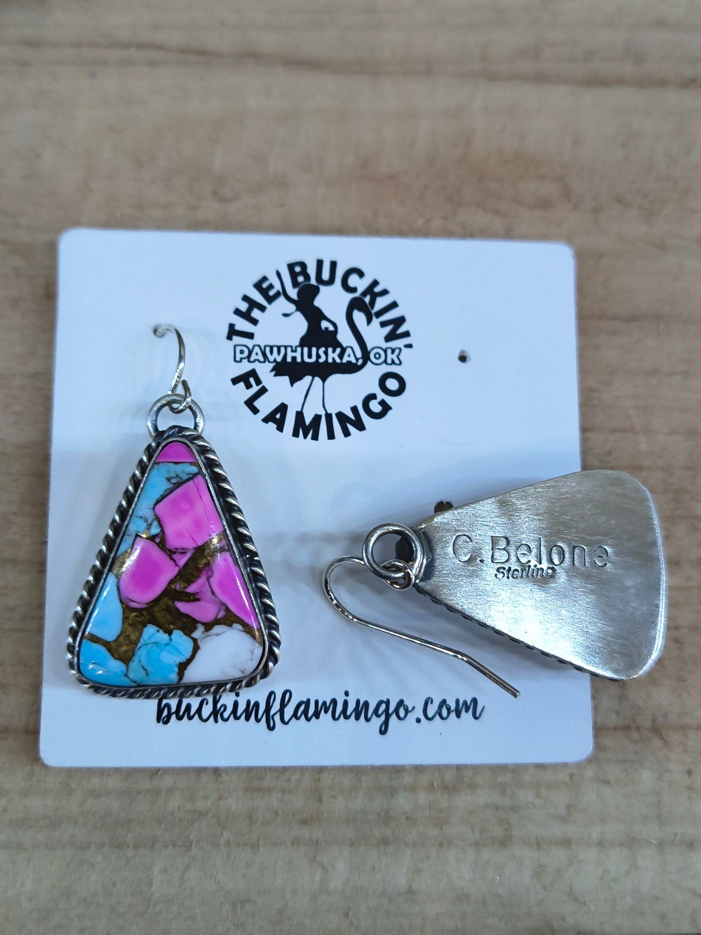 Cotton Candy Dangle Earrings by Chassity Belone, Navajo