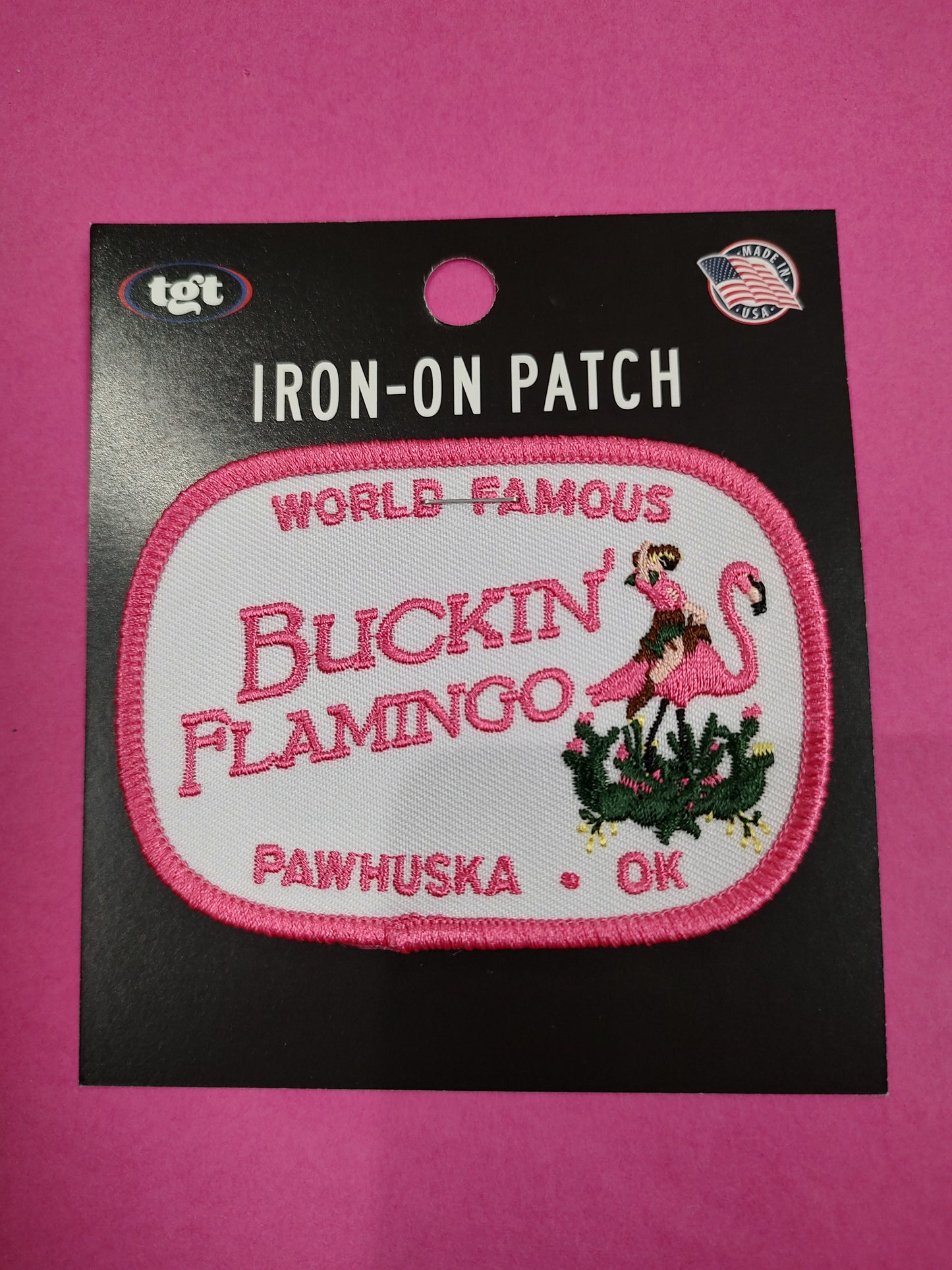 Buckin' Flamingo Iron-On Patch
