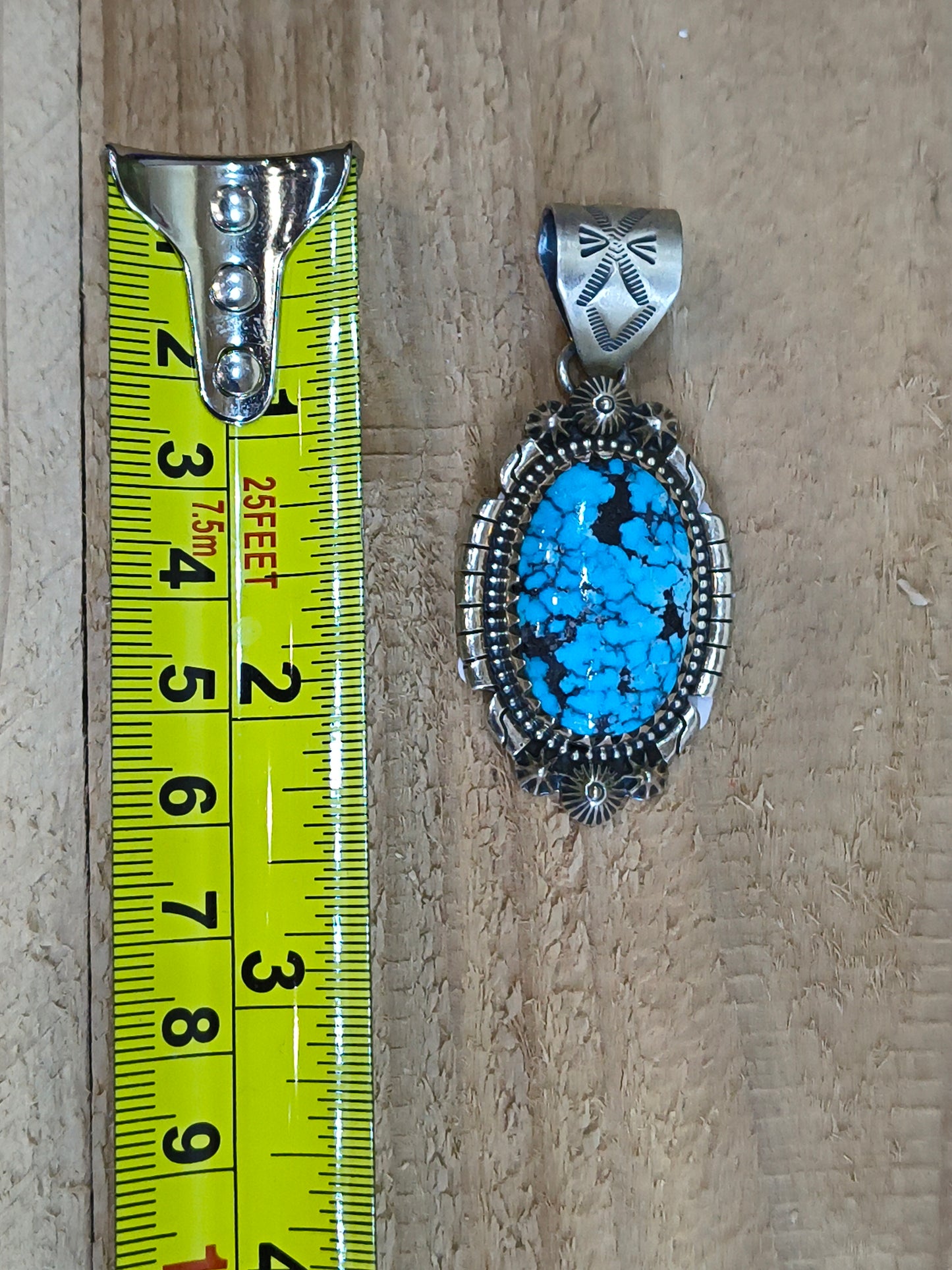 High Grade Kingman Turquoise Pendant 10 mm Bail by Tim Vandever, Navajo