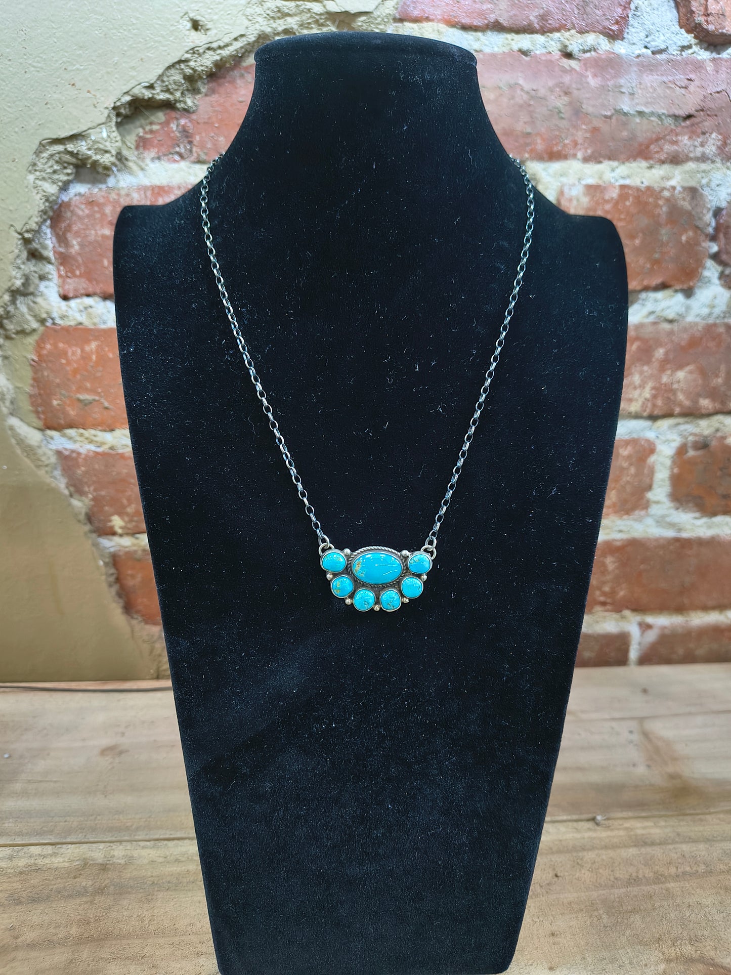 16" Half Cluster Turquoise Necklace