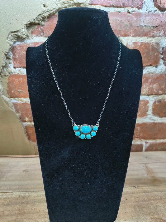 16" Half Cluster Turquoise Necklace