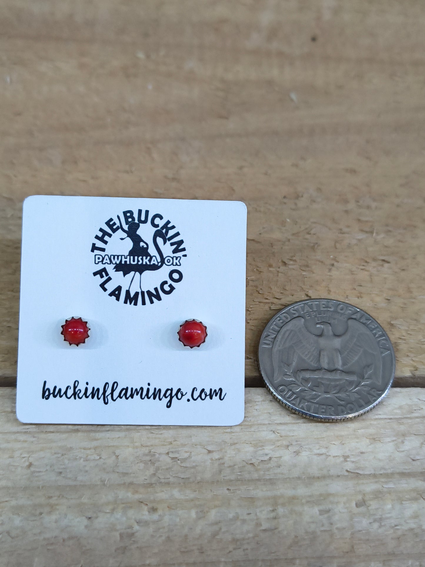 5mm Red Coral Pronged Stud Earrings