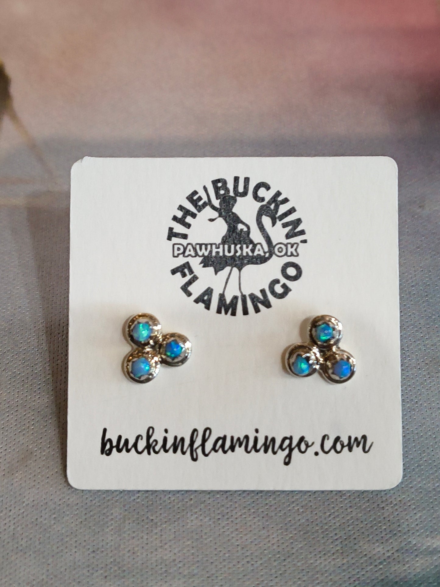 Blue 2.5 mm Tri-Opal Post Earrings