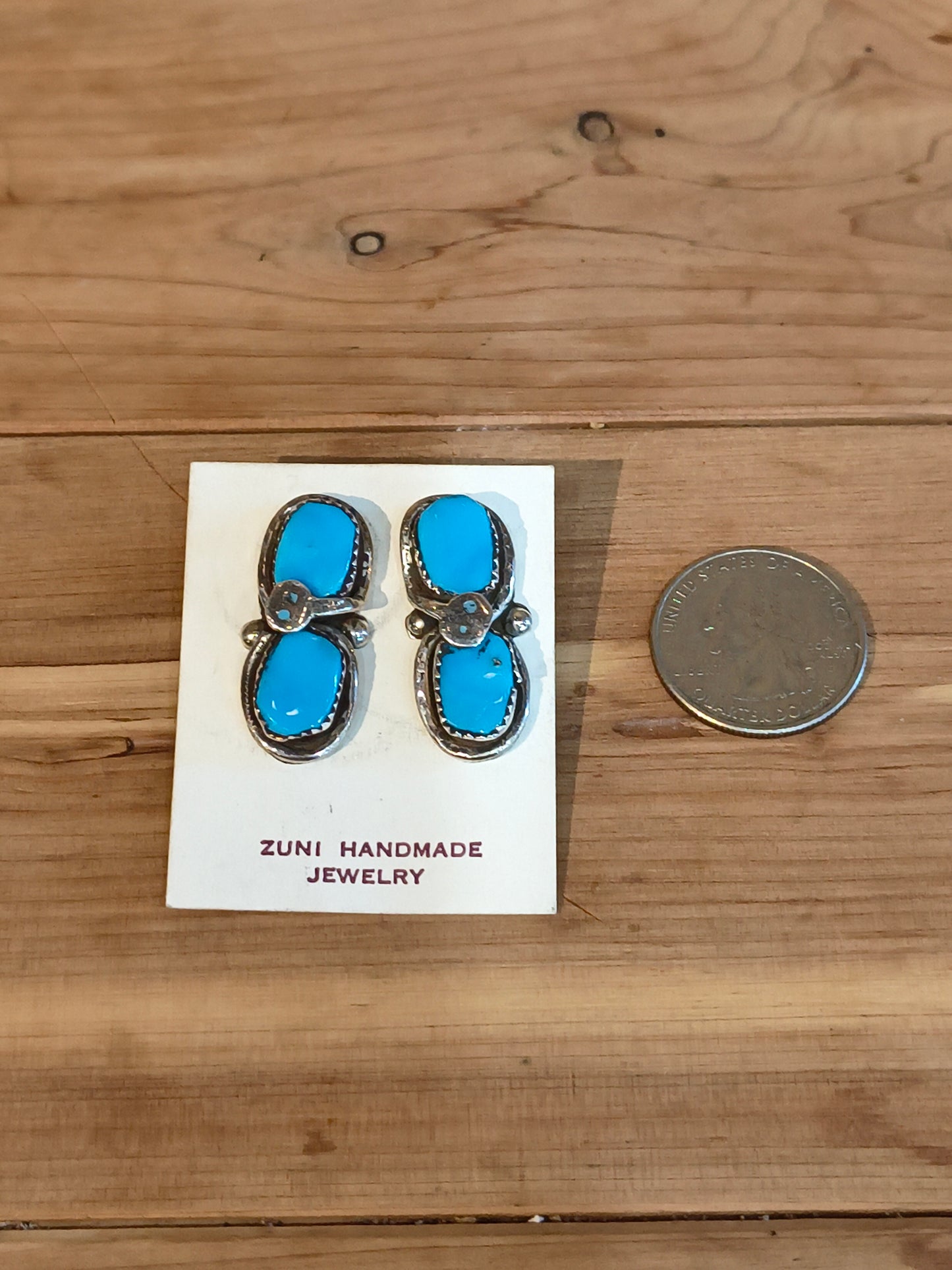 Large Sleeping Beauty Turquoise Snake Post Earrings, Zuni