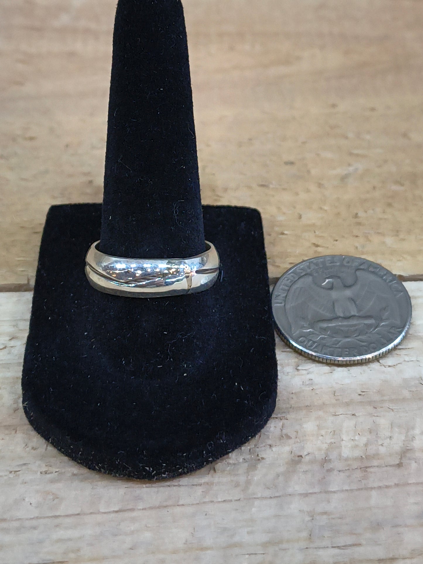 9.0 Silver Stamped Ring by Gary Sandoval, Navajo