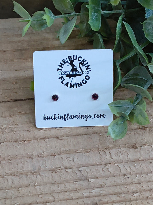3 mm Garnet Post Earrings