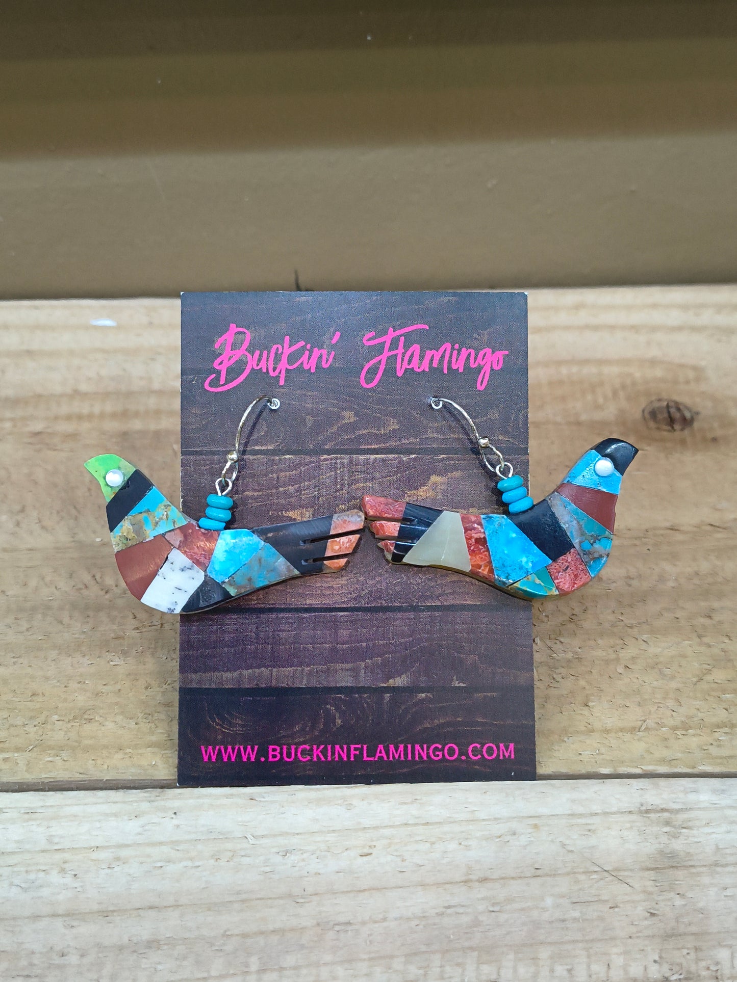 Lapidary Bird Dangle Earrings by Jolene Bird