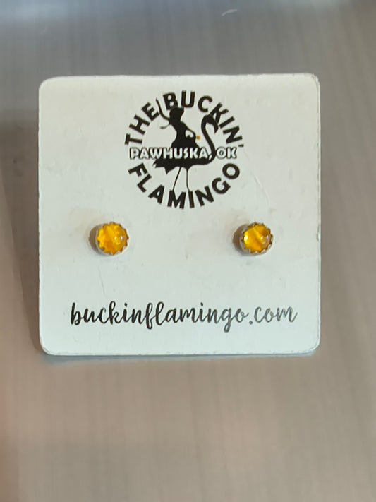 Amber 4 mm Post Earrings
