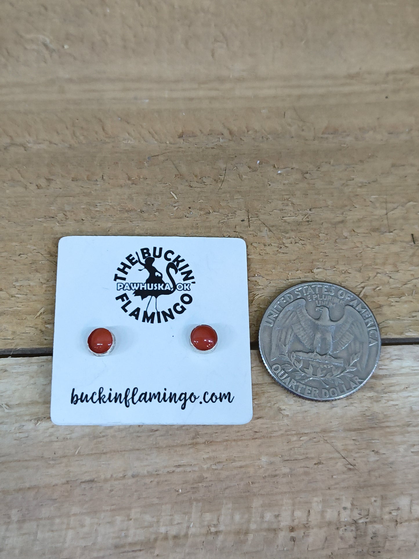 5.5 mm Red Coral Stud Earrings