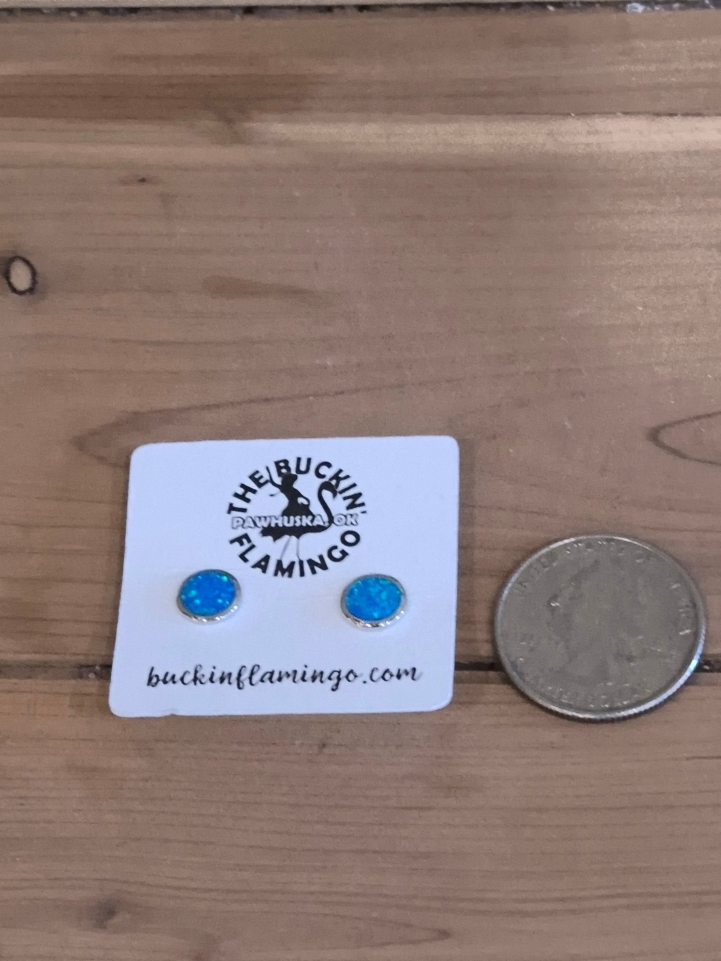 Inlay Blue Opal 7.5 mm Post Earrings