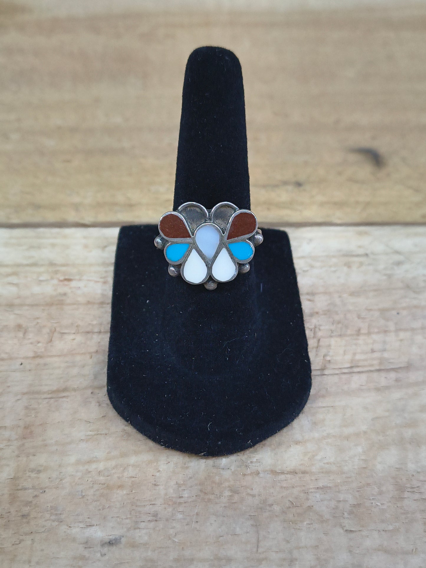 6.5 Multi Stone Inlay Butterfly Ring, Zuni