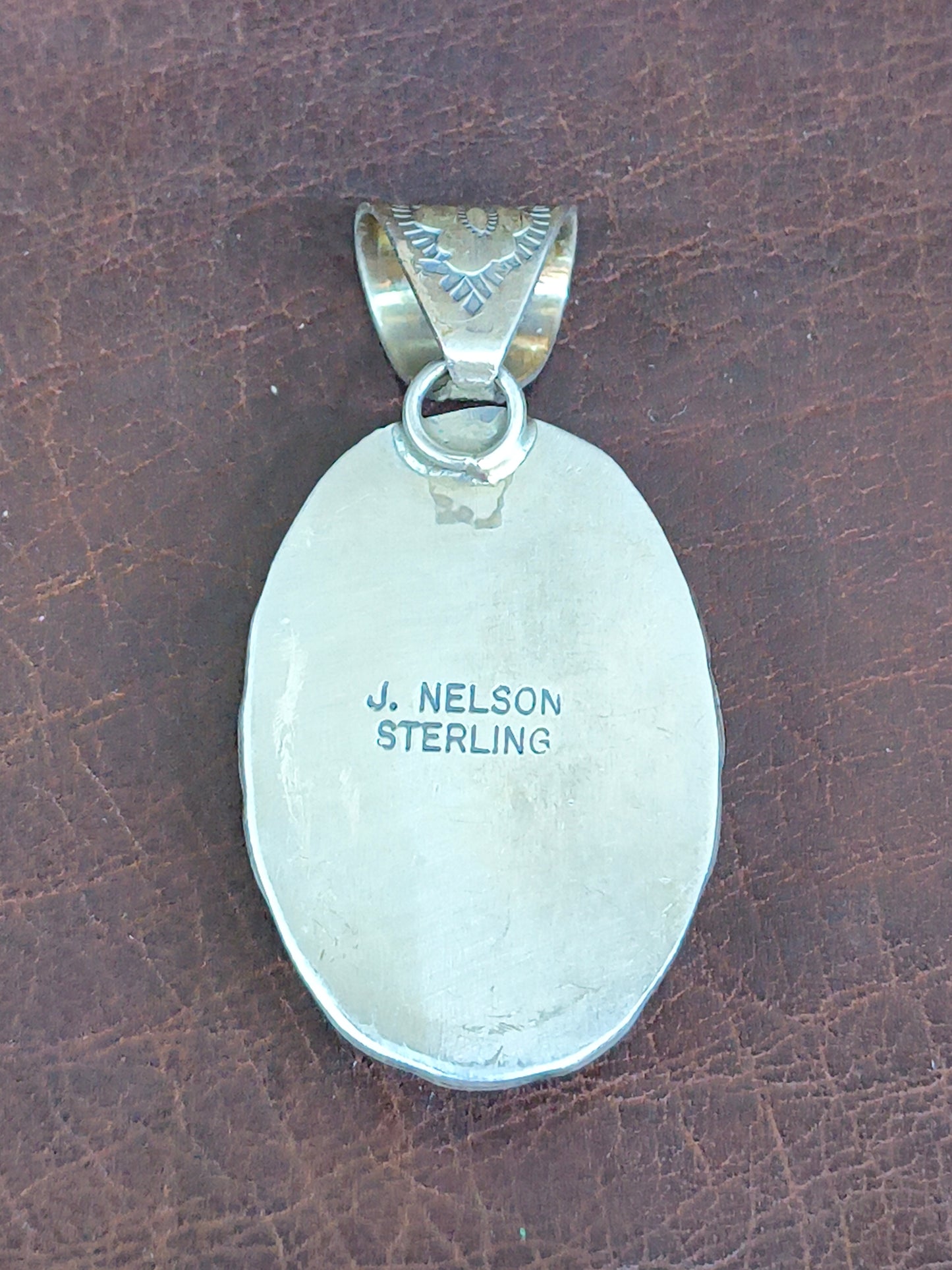 Turquoise Oval Pendant with a 10mm Bale by John Nelson, Navajo
