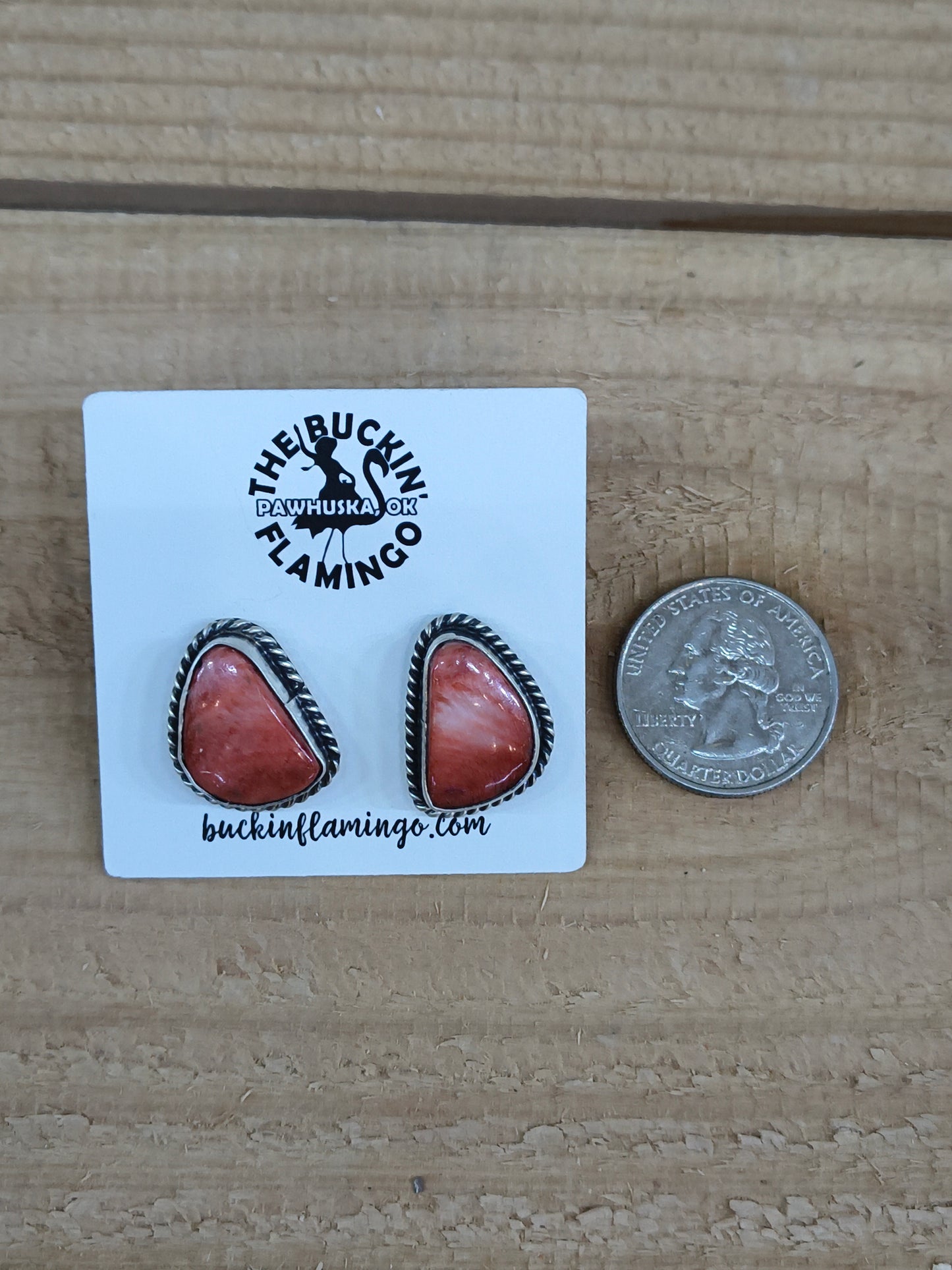 Spiny Oyster Shell Post Earrings by Chassity Belone, Navajo