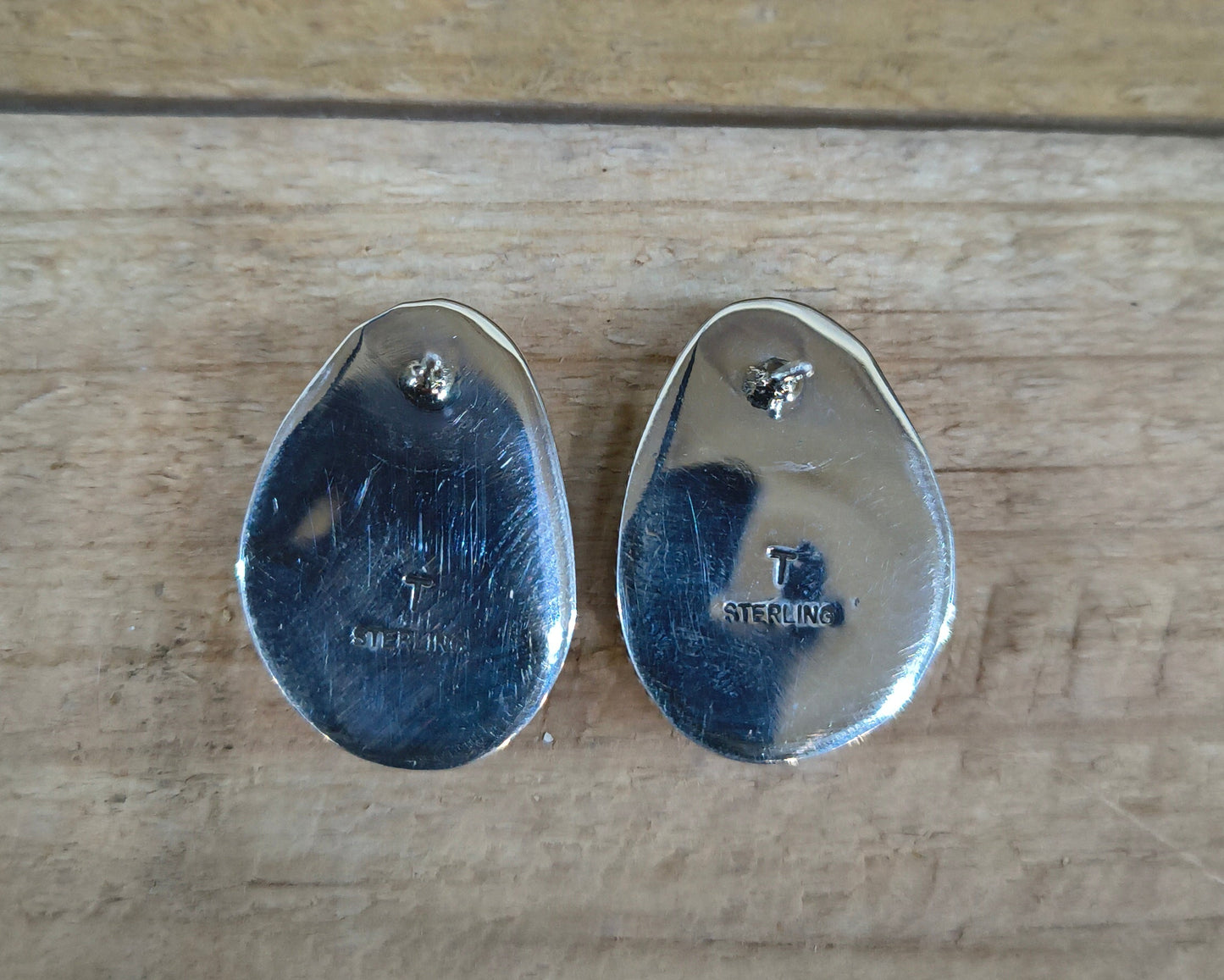 Botswana Agate Teardrop Post Earring by Shirley Henry, Navajo