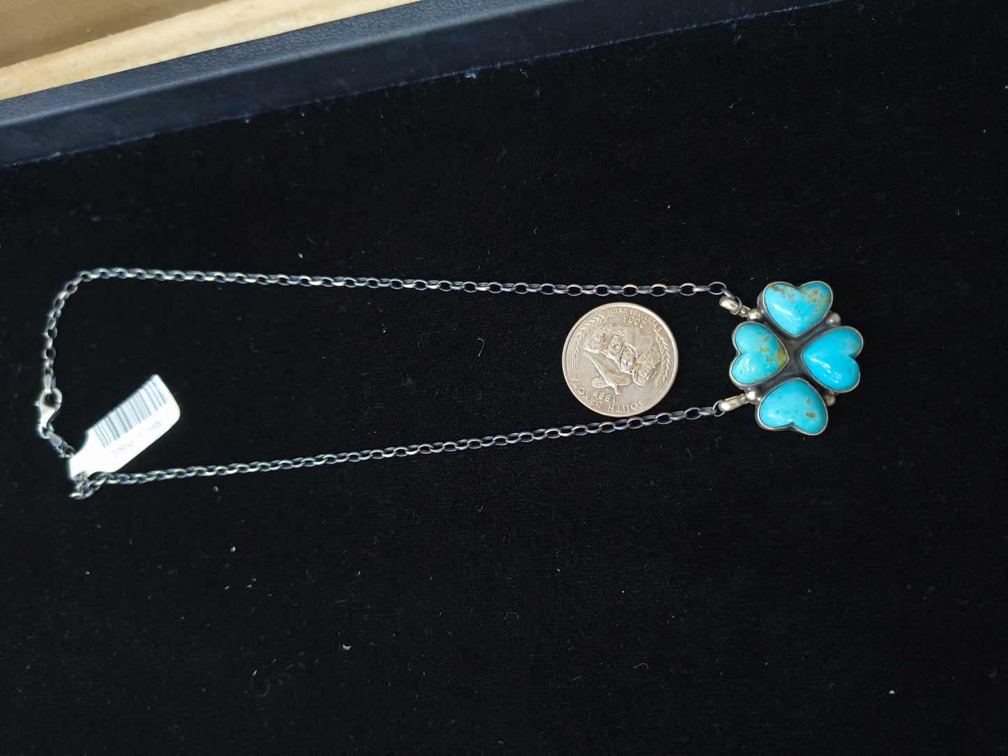 16" Turquoise Heart Cluster Necklace by Donovan Skeet, Navajo