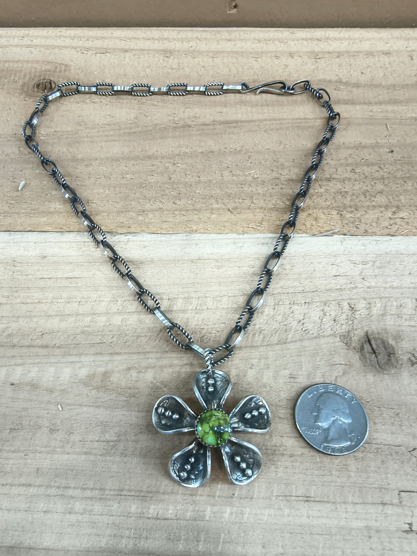 Palomino Mercury Dime 20" Paperclip Necklace by James Begay, Jr., Navajo