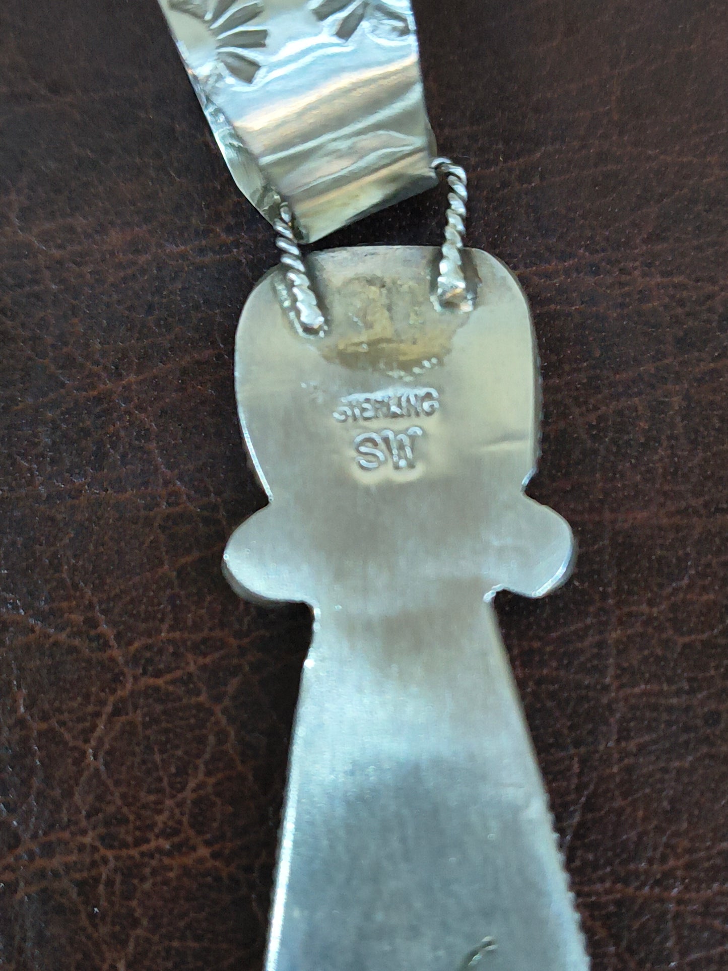 2 Stone Turquoise Pendant by Selina Warner, Navajo