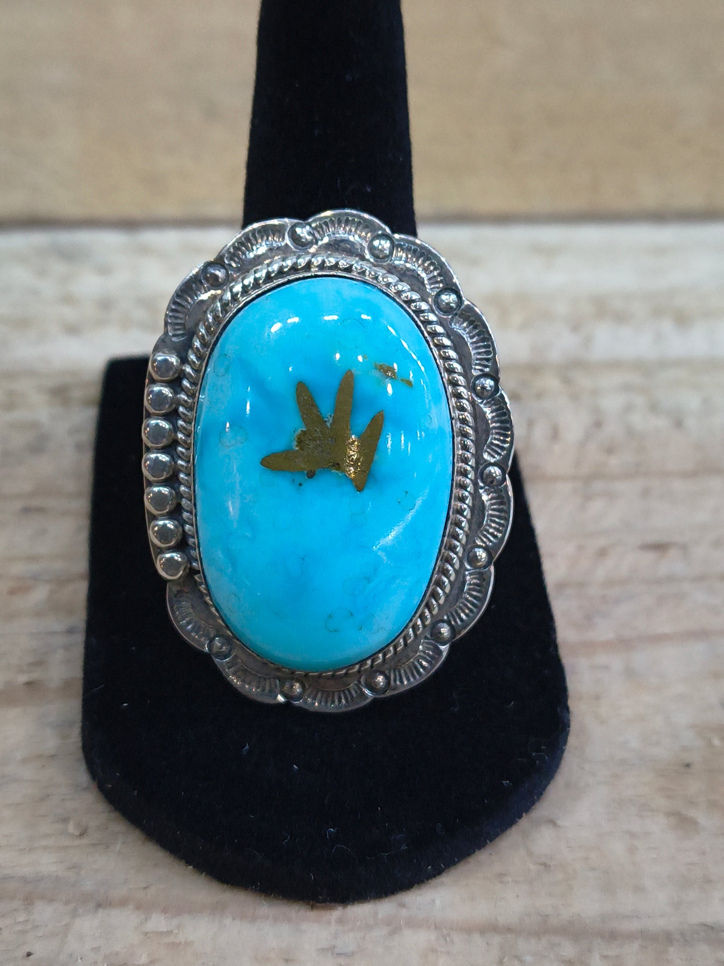 7 Kingman Turquoise Ring by Gilbert Platero, Navajo