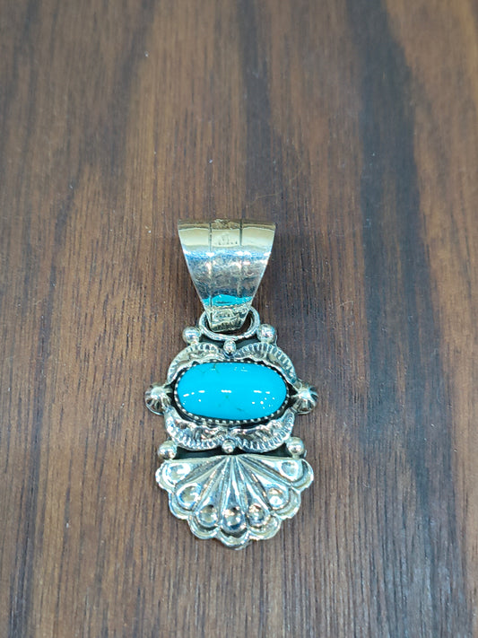 Turquoise Fan Pendant with a 9mm Bale by Phyllis A. Smith, Navajo