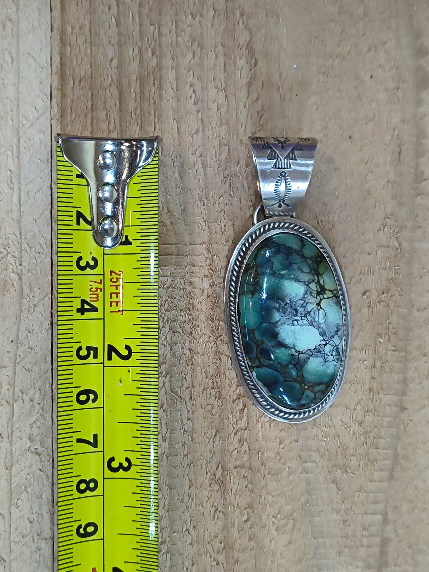 11.9mm Bail Emerald Rose Turquoise Pendant by J. Piaso, Jr, Navajo