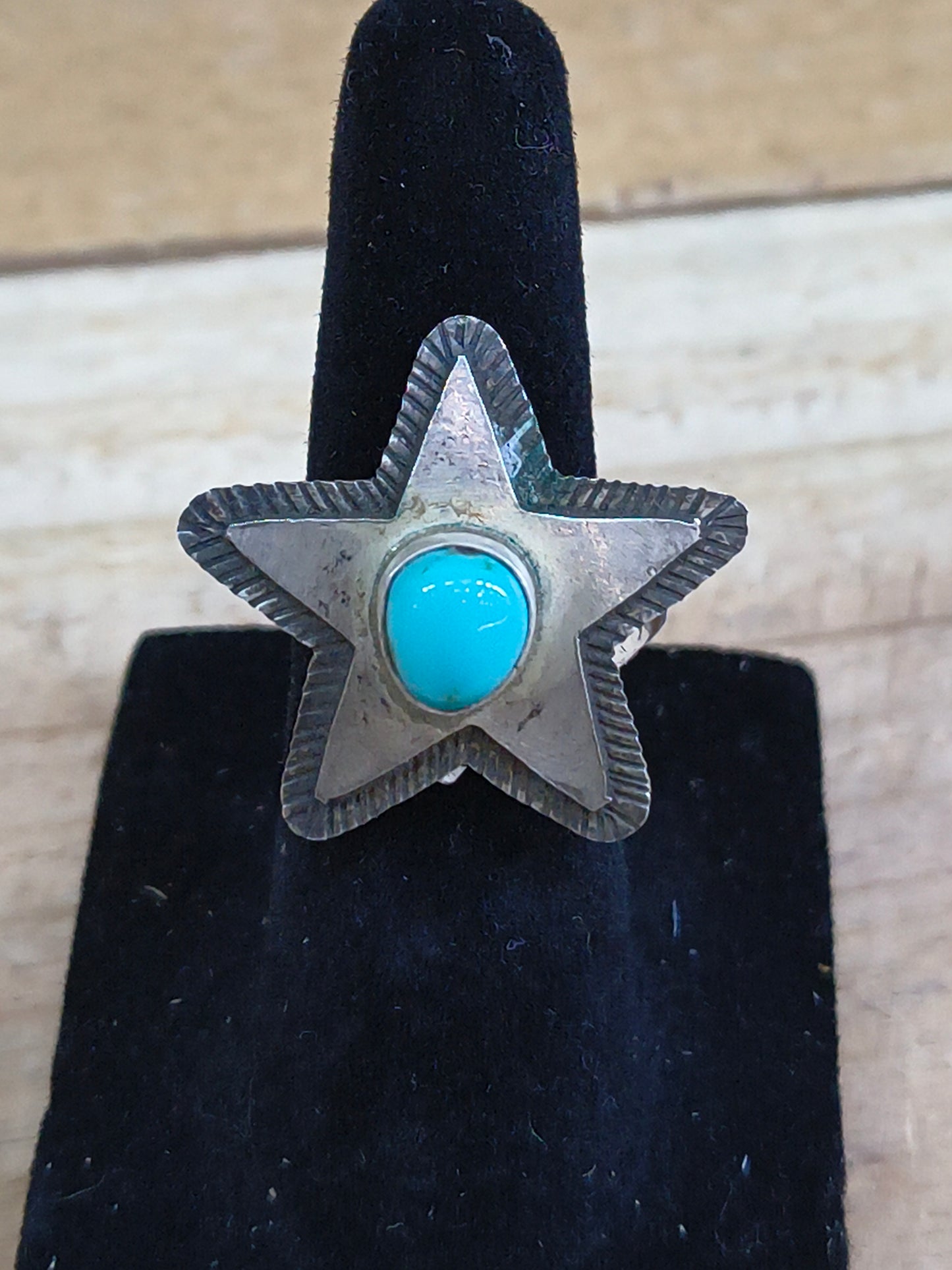 6.0 Kingman Turquoise Star Ring by Scott Skeets, Navajo
