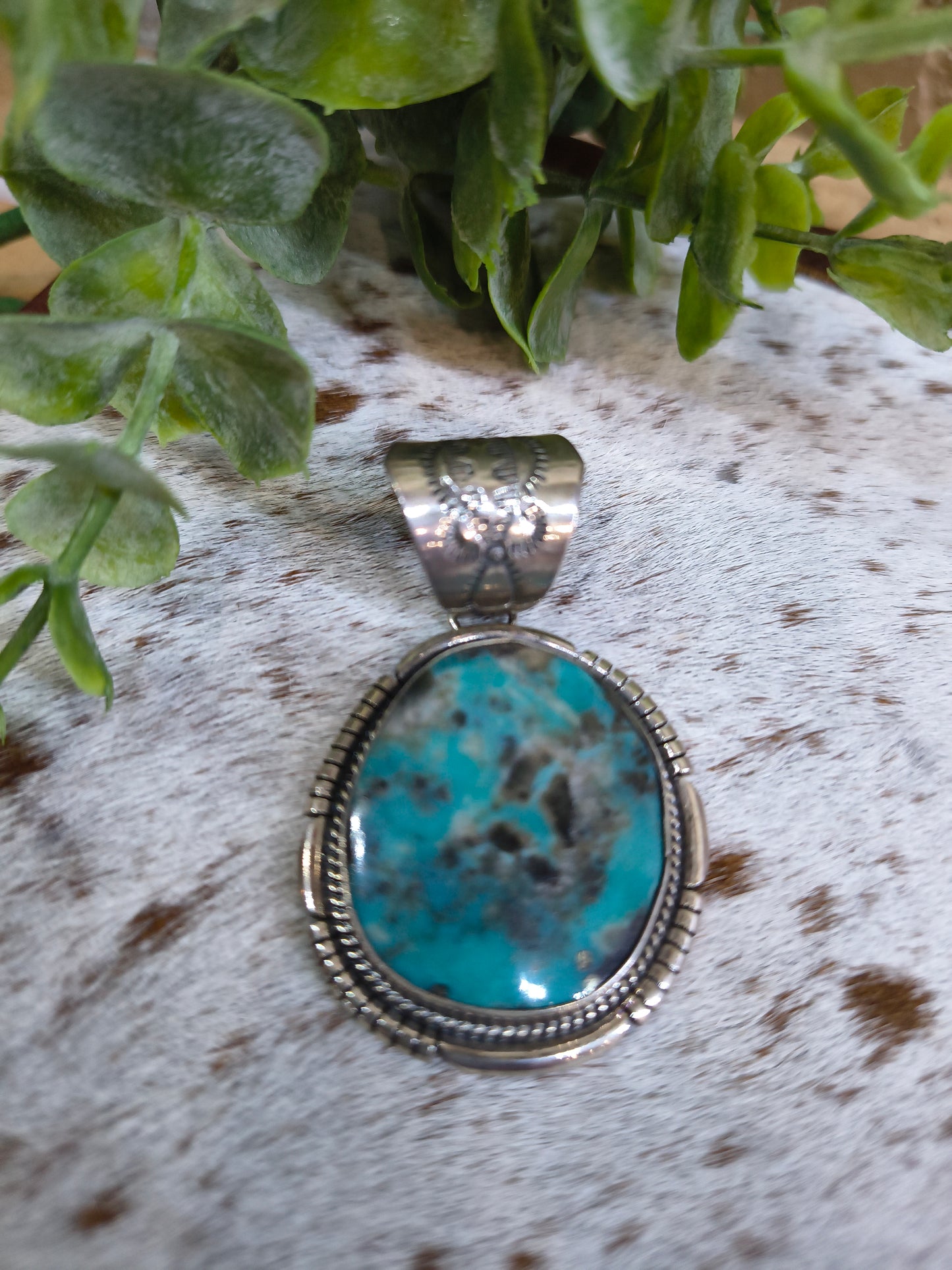 Campitos Turquoise Pendant 13mm Bail by John Nelson, Navajo