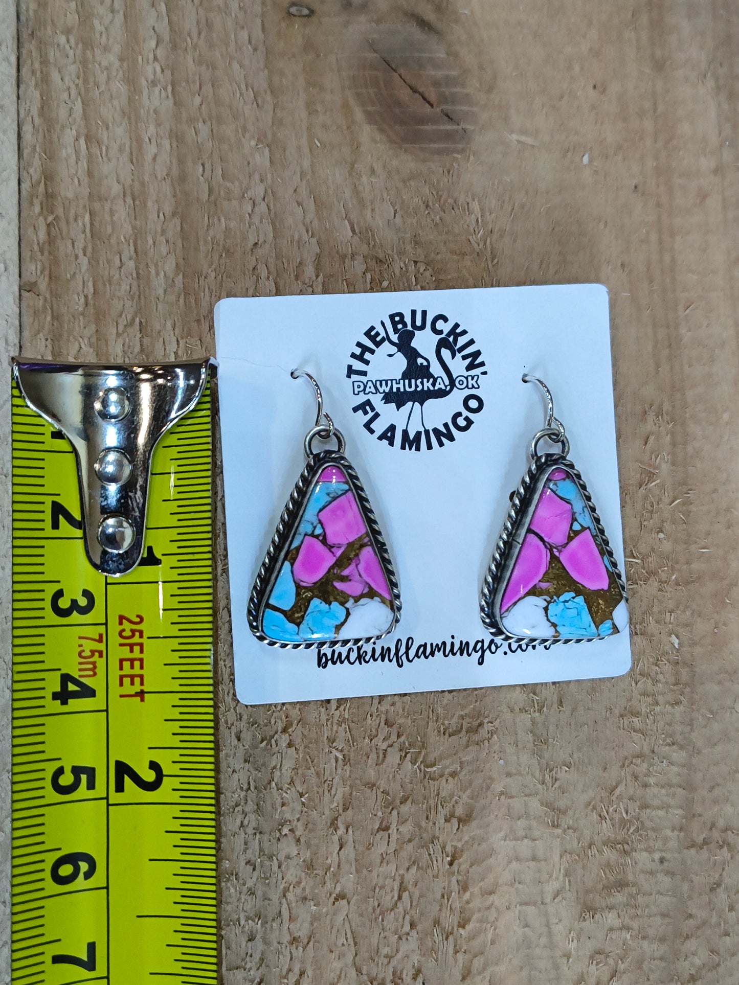 Cotton Candy Dangle Earrings by Chassity Belone, Navajo