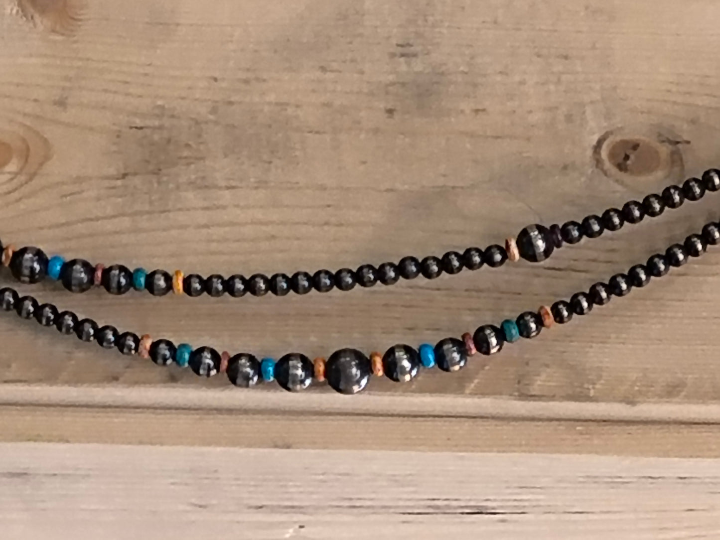 16 Foot Navajo Pearl with Turquoise & Spiny Oyster Necklace