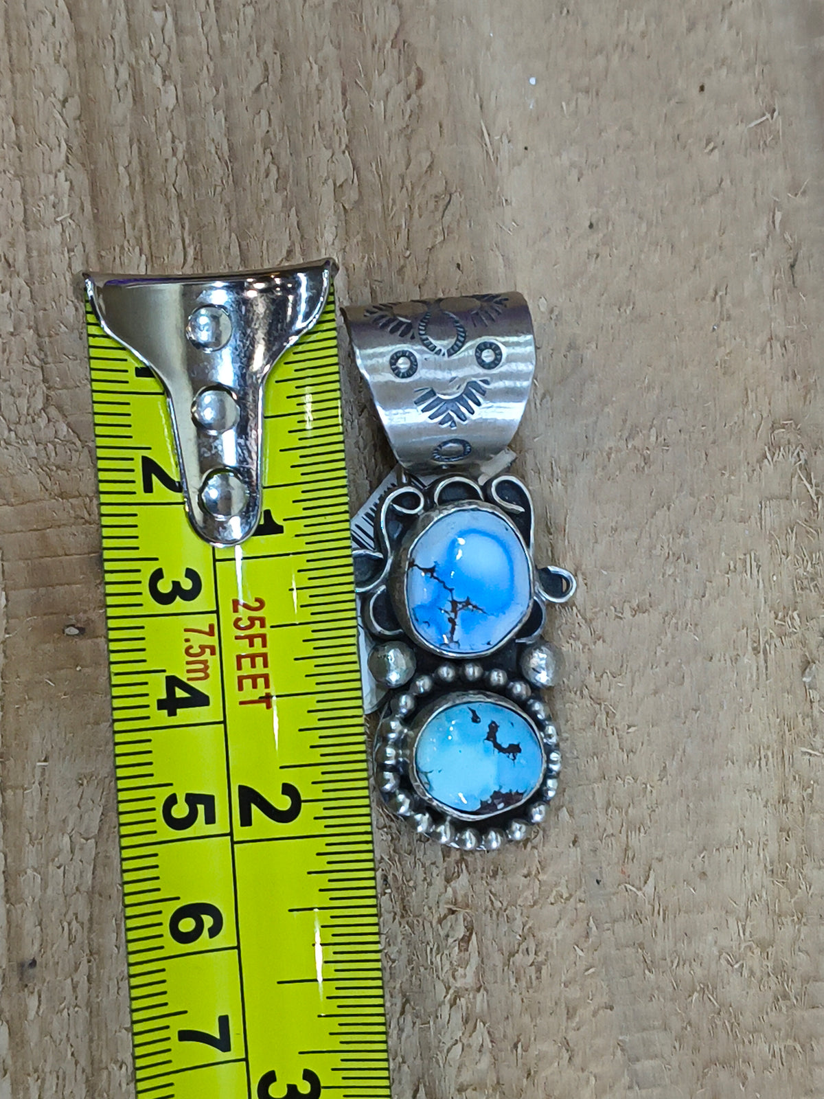 2 Stone Golden Hills Turquoise Pendant 13 mm Bail by Terrel Nez, Sr. Navajo