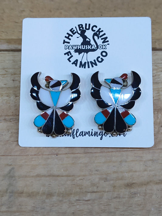 Zuni Turquoise Bird Inlay Earrings