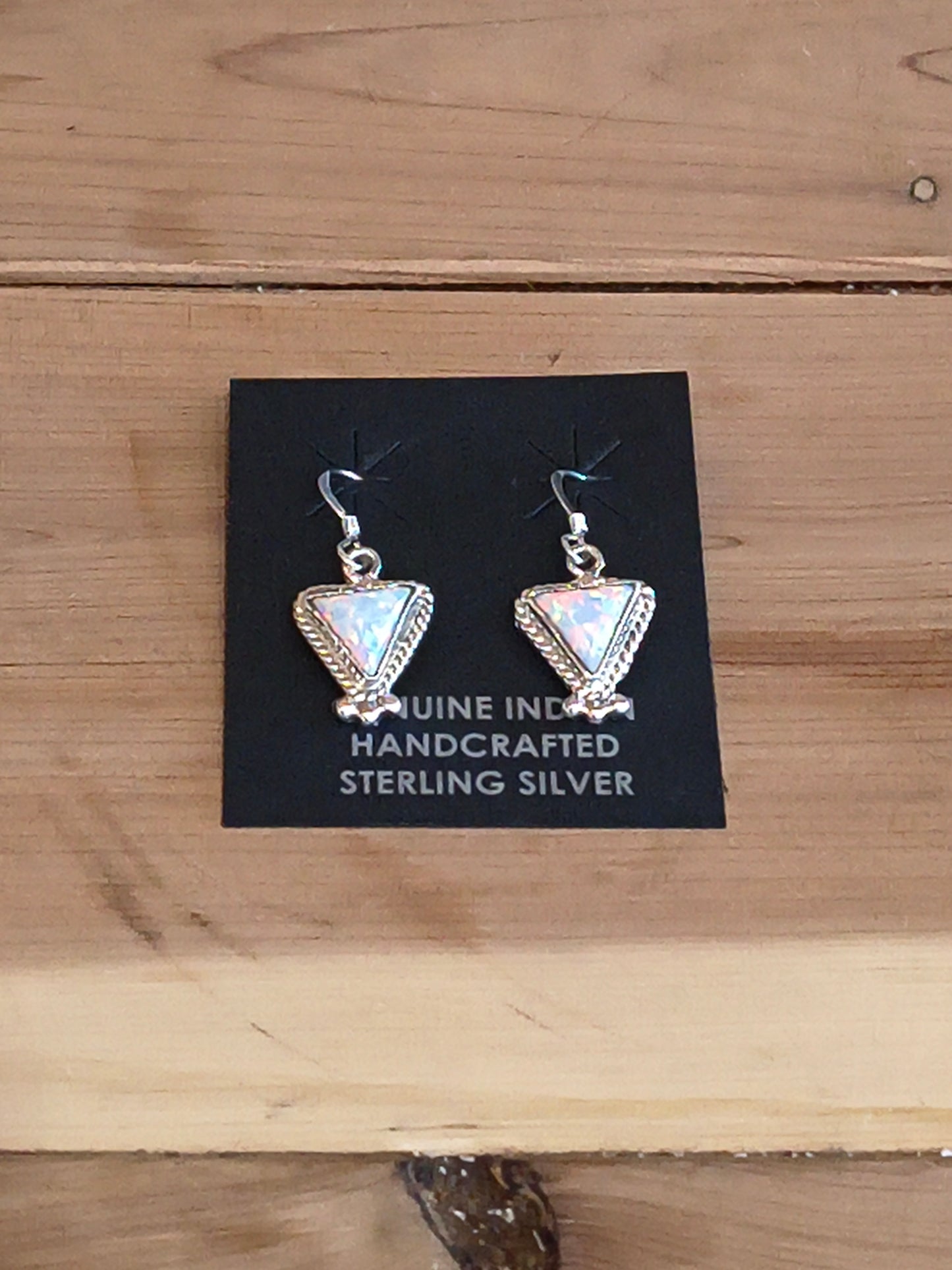 Triangle Opal 12mm Dangle Earrings