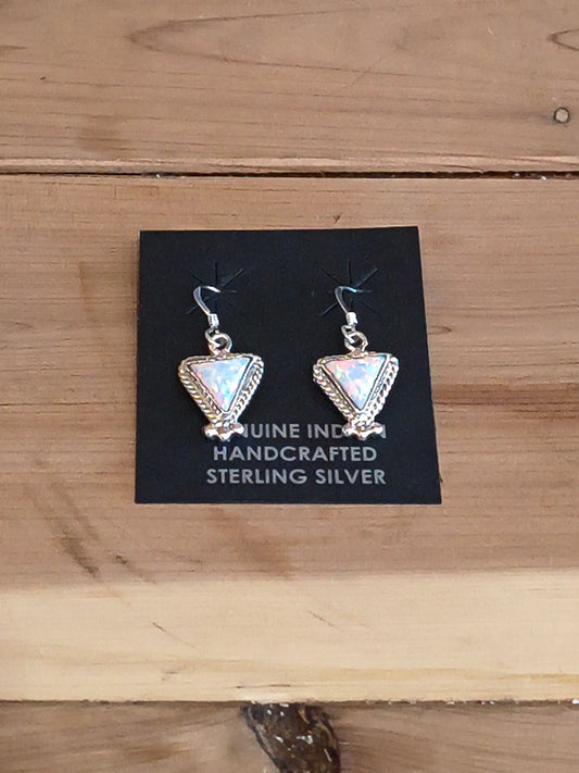 Triangle Opal 12mm Dangle Earrings