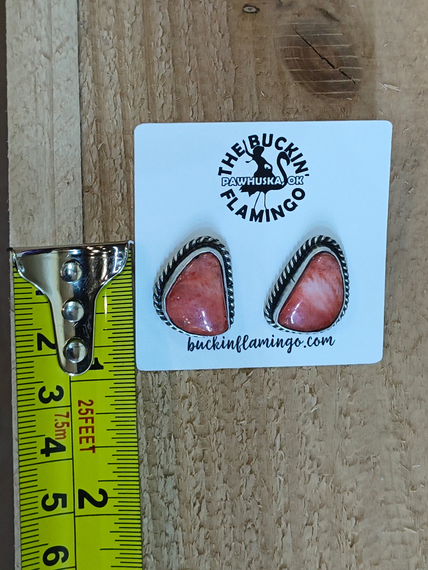 Spiny Oyster Shell Post Earrings by Chassity Belone, Navajo