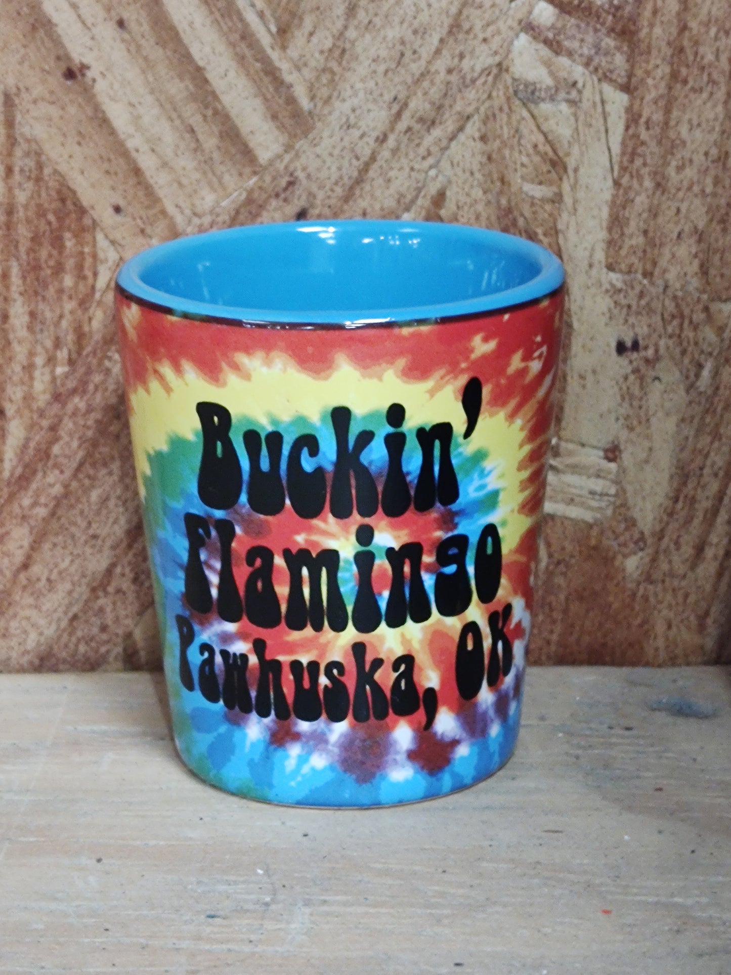 Tie Dye, Buckin' Flamingo - Pawhuska, OK - Shot Glass