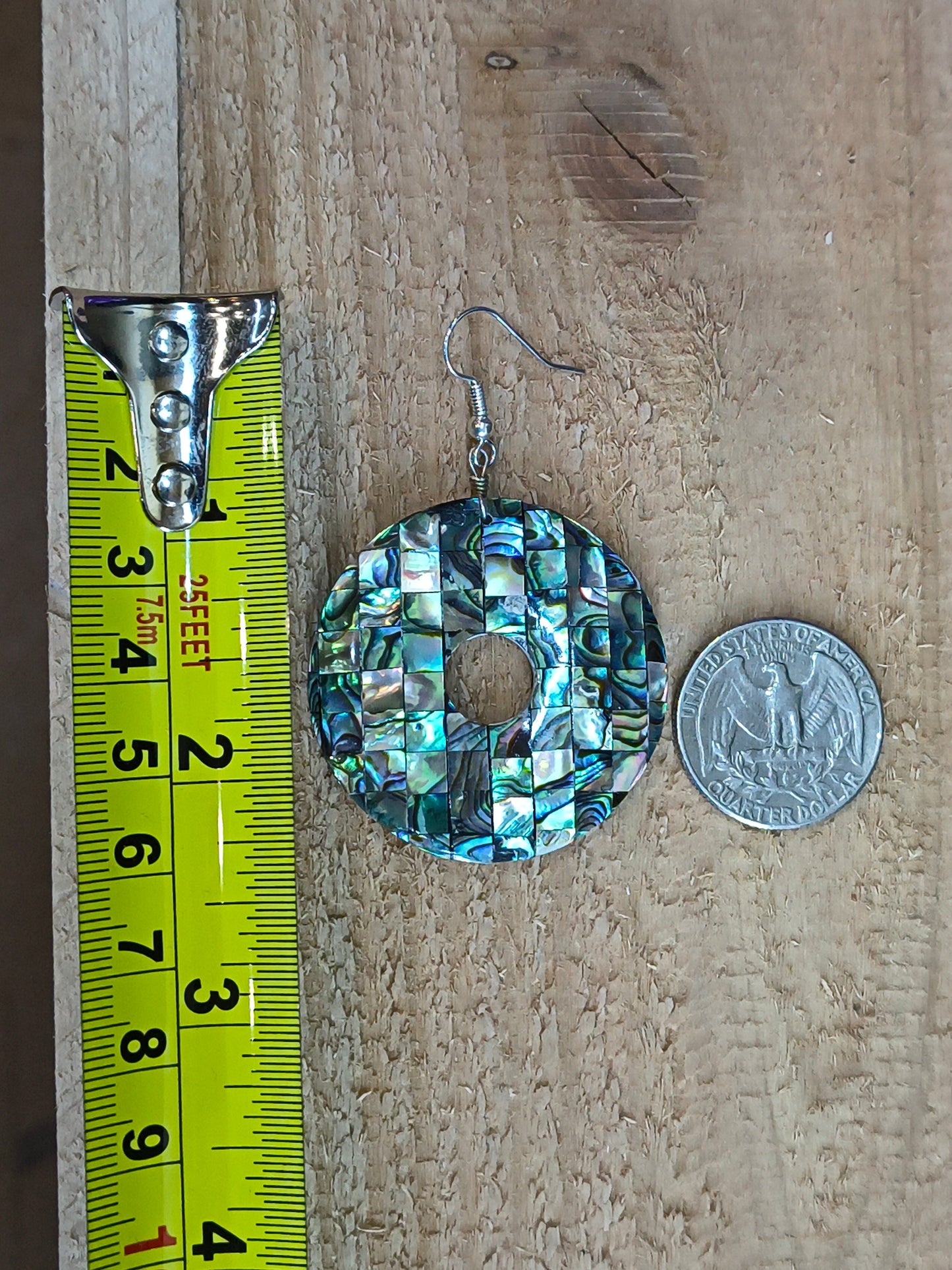 Abalone Inlay Hook Earrings