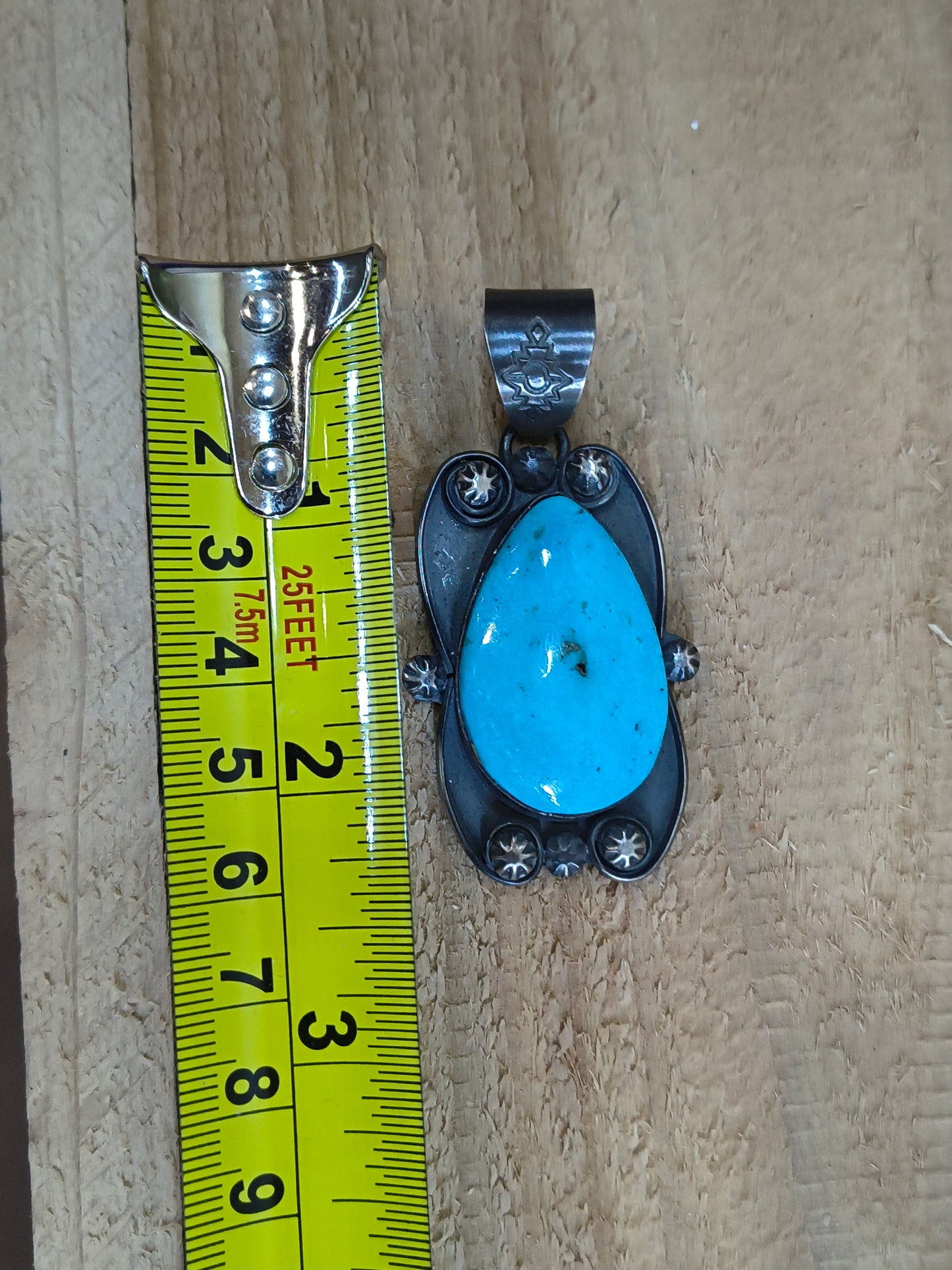 Kingman Teardrop Turquoise Pendant 11mm Bail by Steven Nez