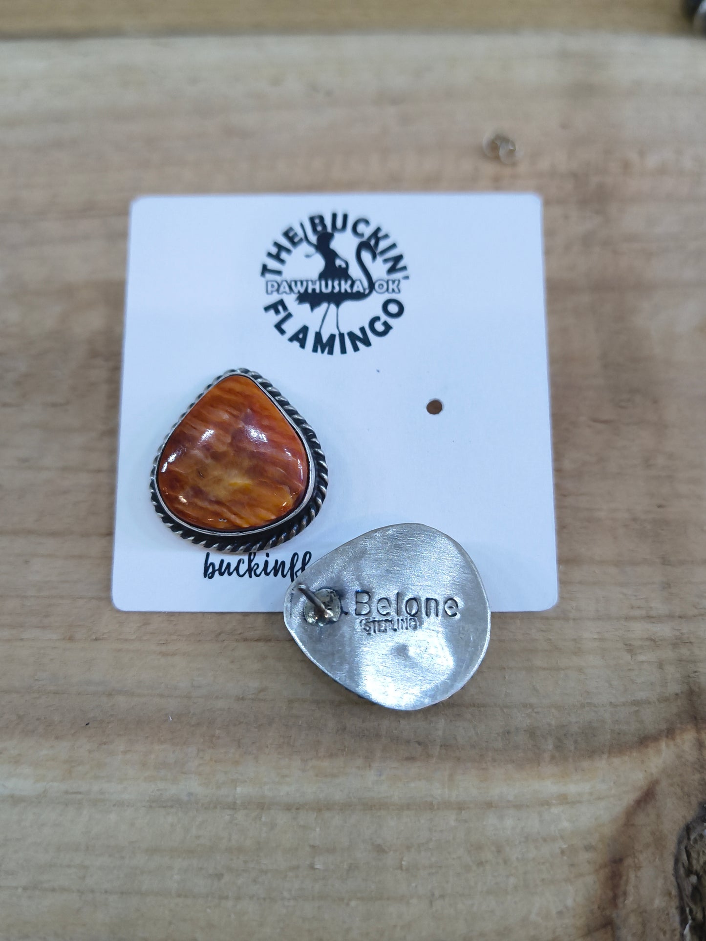 Spiny Oyster Shell Post Earrings by Chassity Belone, Navajo