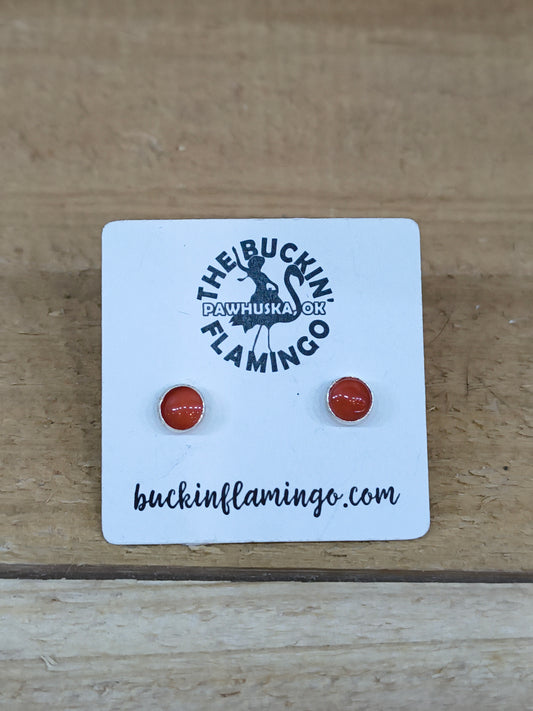5.5 mm Red Coral Stud Earrings