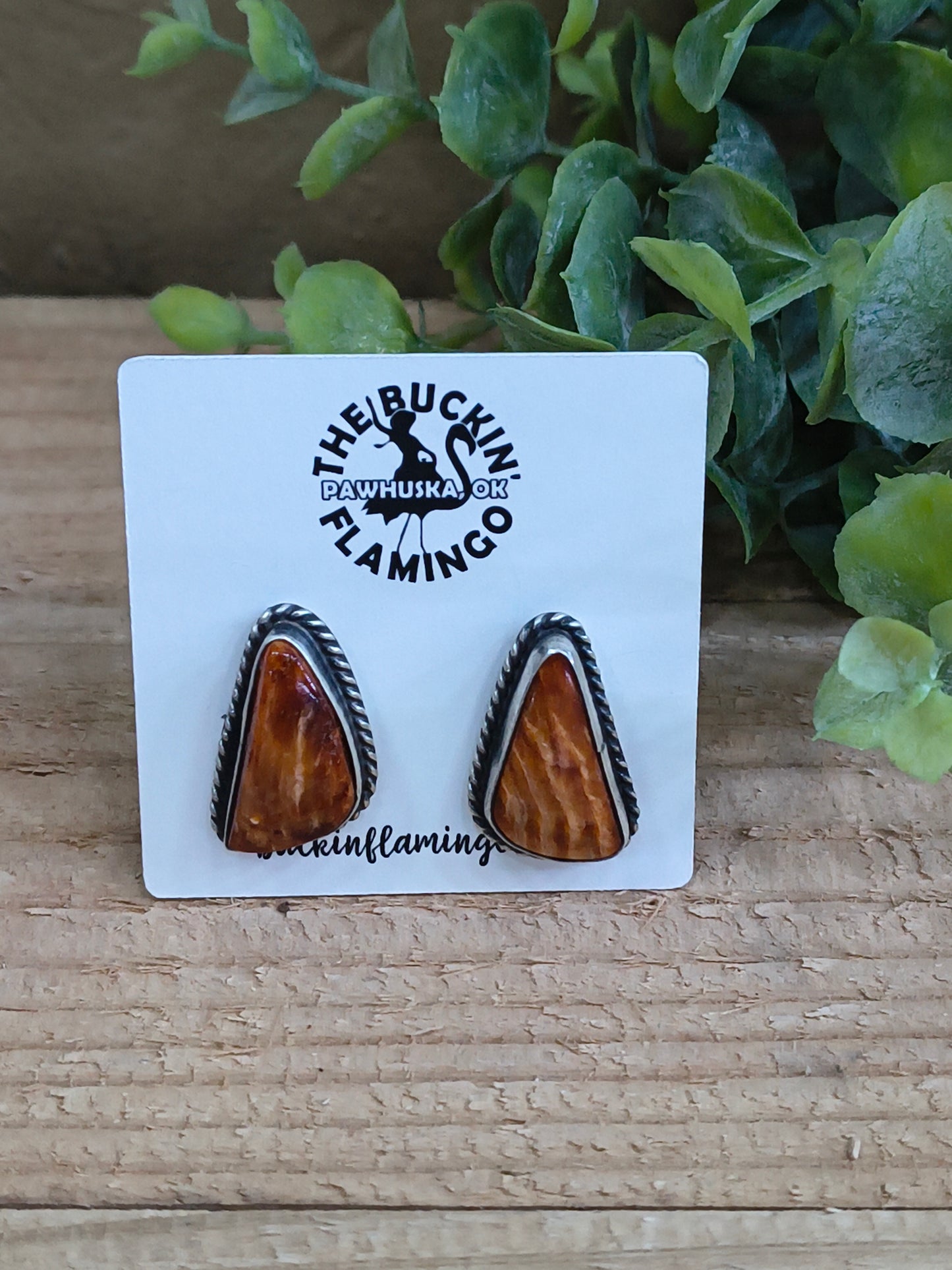 Spiny Oyster Shell Post Earrings by Chassity Belone, Navajo