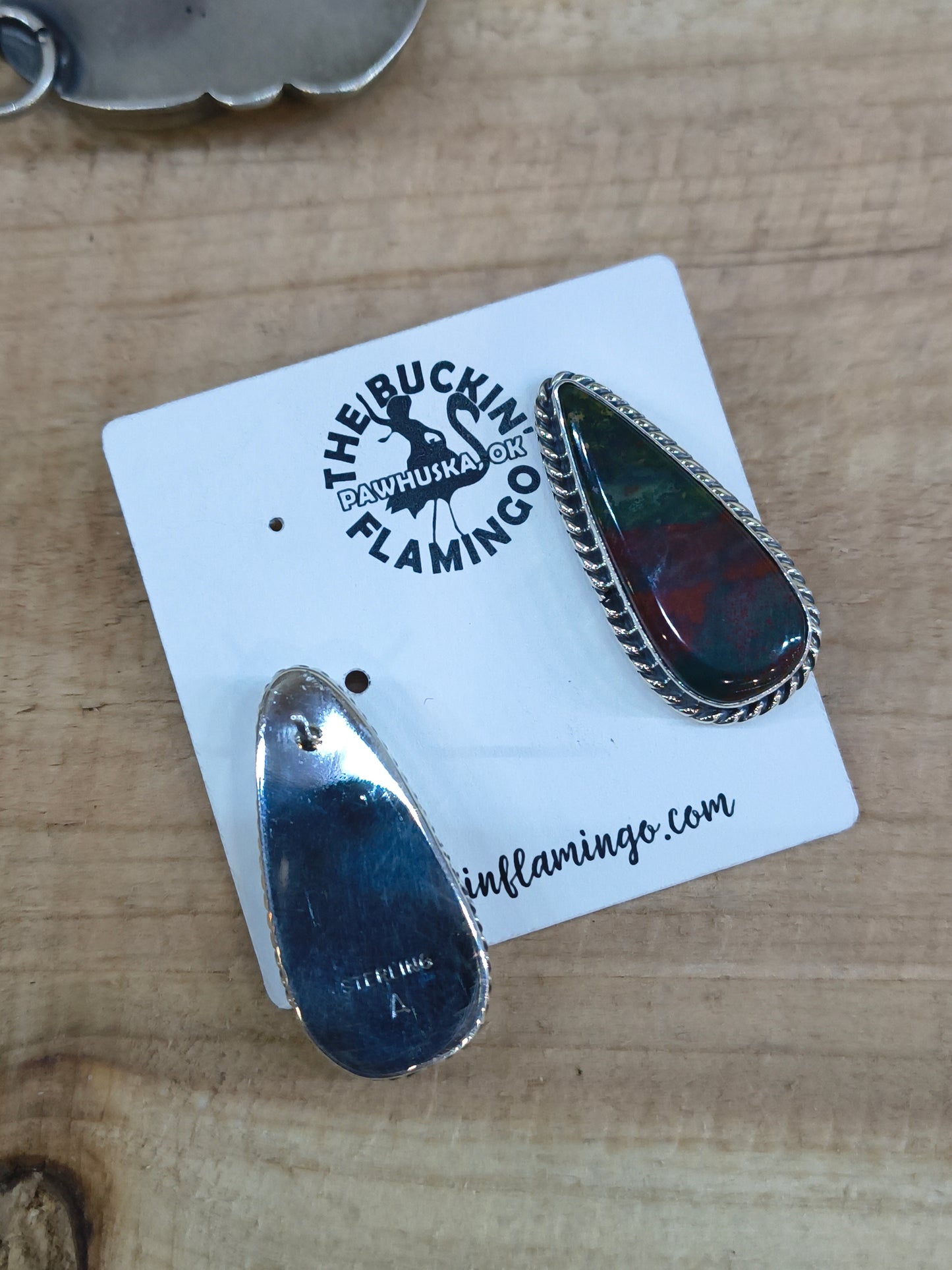 Bloodstone Teardrop Post Earring by Shirley Henry, Navajo