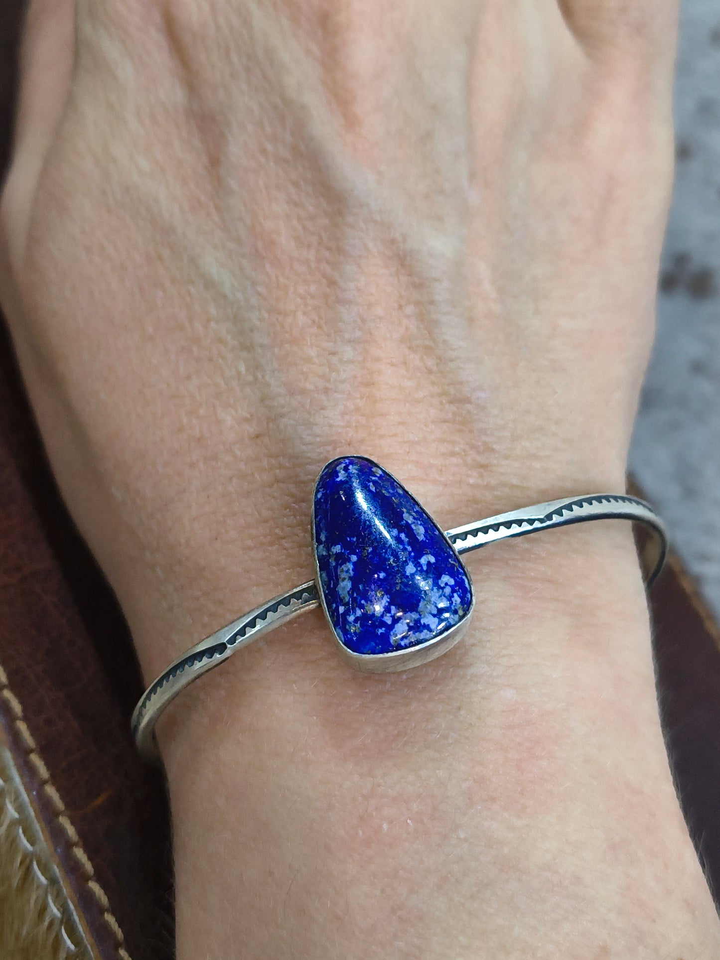 5.75" - 6.75" Lapis Lazuli Single Stone Cuff