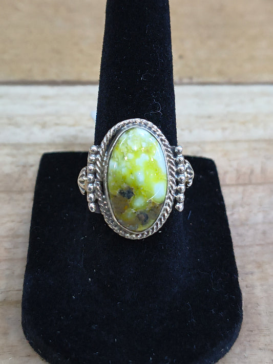 5.5 Palomino Turquoise Ring by Andrew Vandever, Navajo