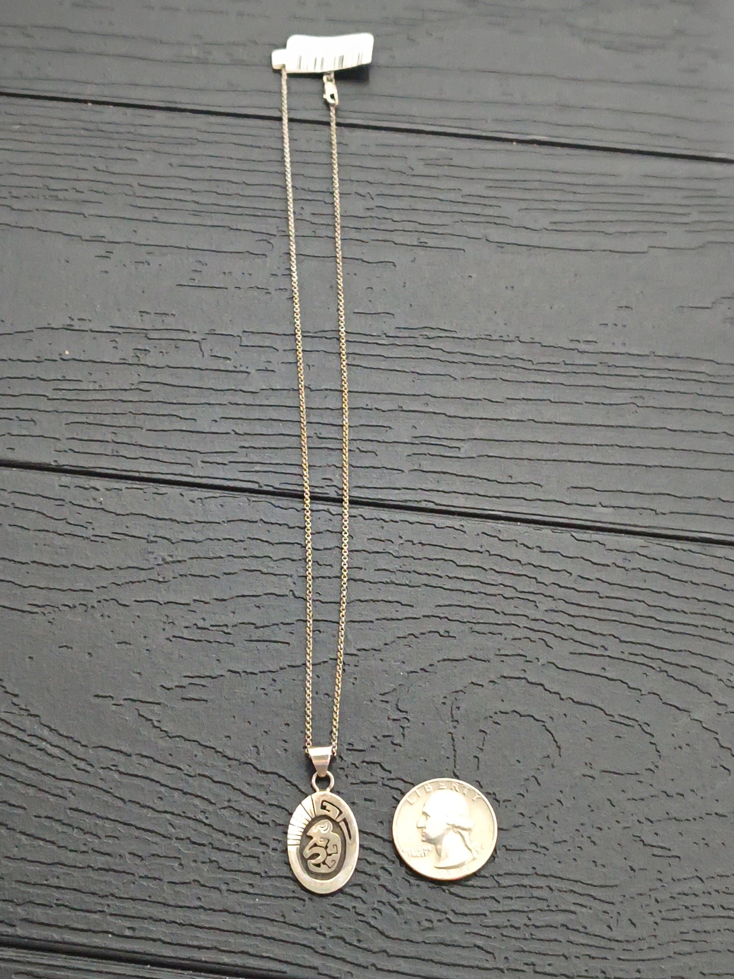18" Sterling Silver Buffalo Necklace by Calvin Peterson, Navajo