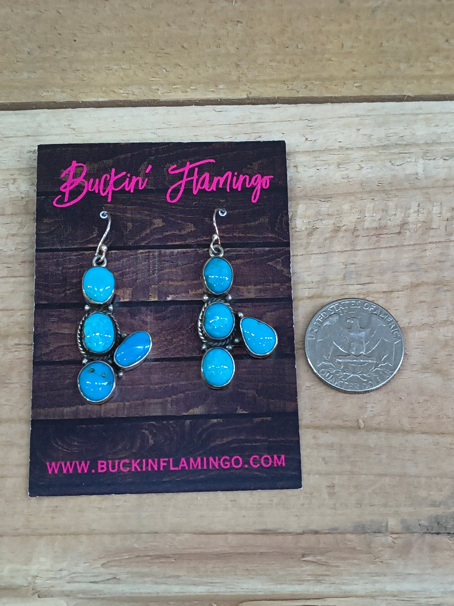 Sleeping Beauty Cactus Rope and Smooth Setting Earrings