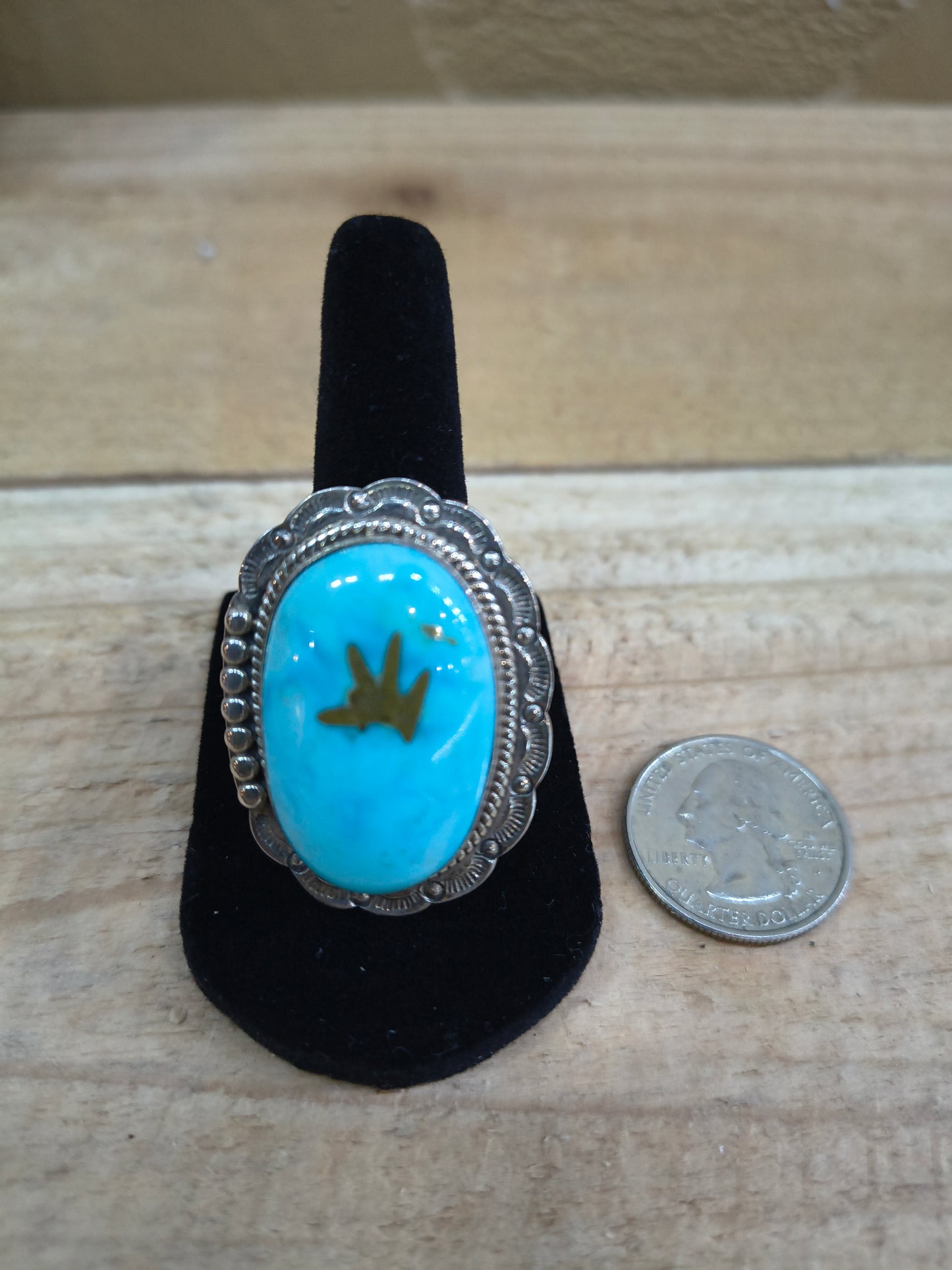 7 Kingman Turquoise Ring by Gilbert Platero, Navajo