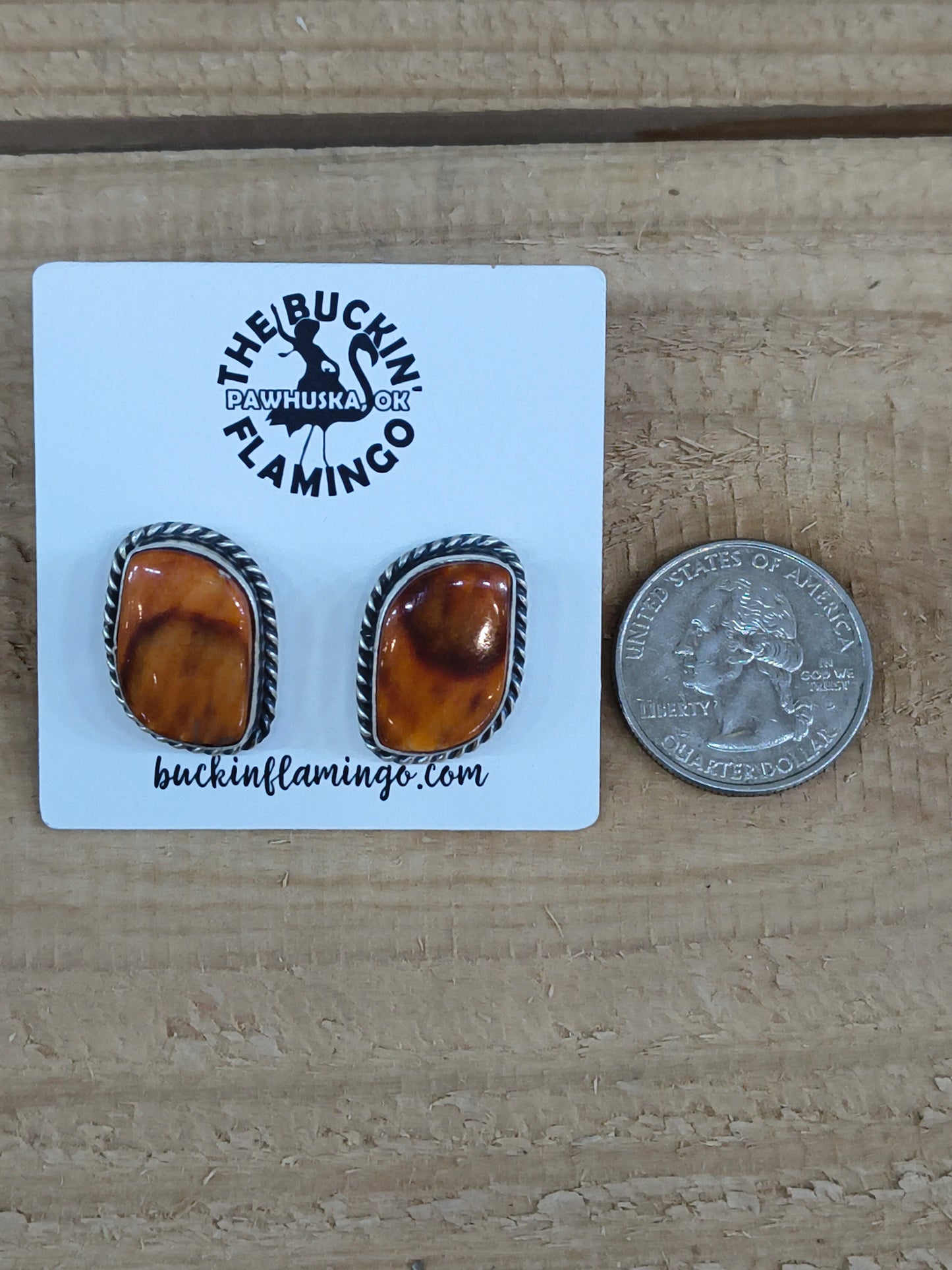 Spiny Oyster Shell Post Earrings by Chassity Belone, Navajo